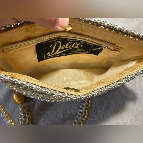 Rare 1960s Delill Silver & Gold Chain Tassel Bag - Picture 9 of 9